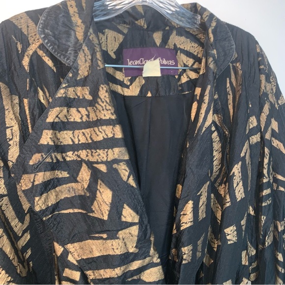 Vintage Jean Claude Poitras Belted  Black and Bronze Patterned Trench Coat - Picture 10 of 12